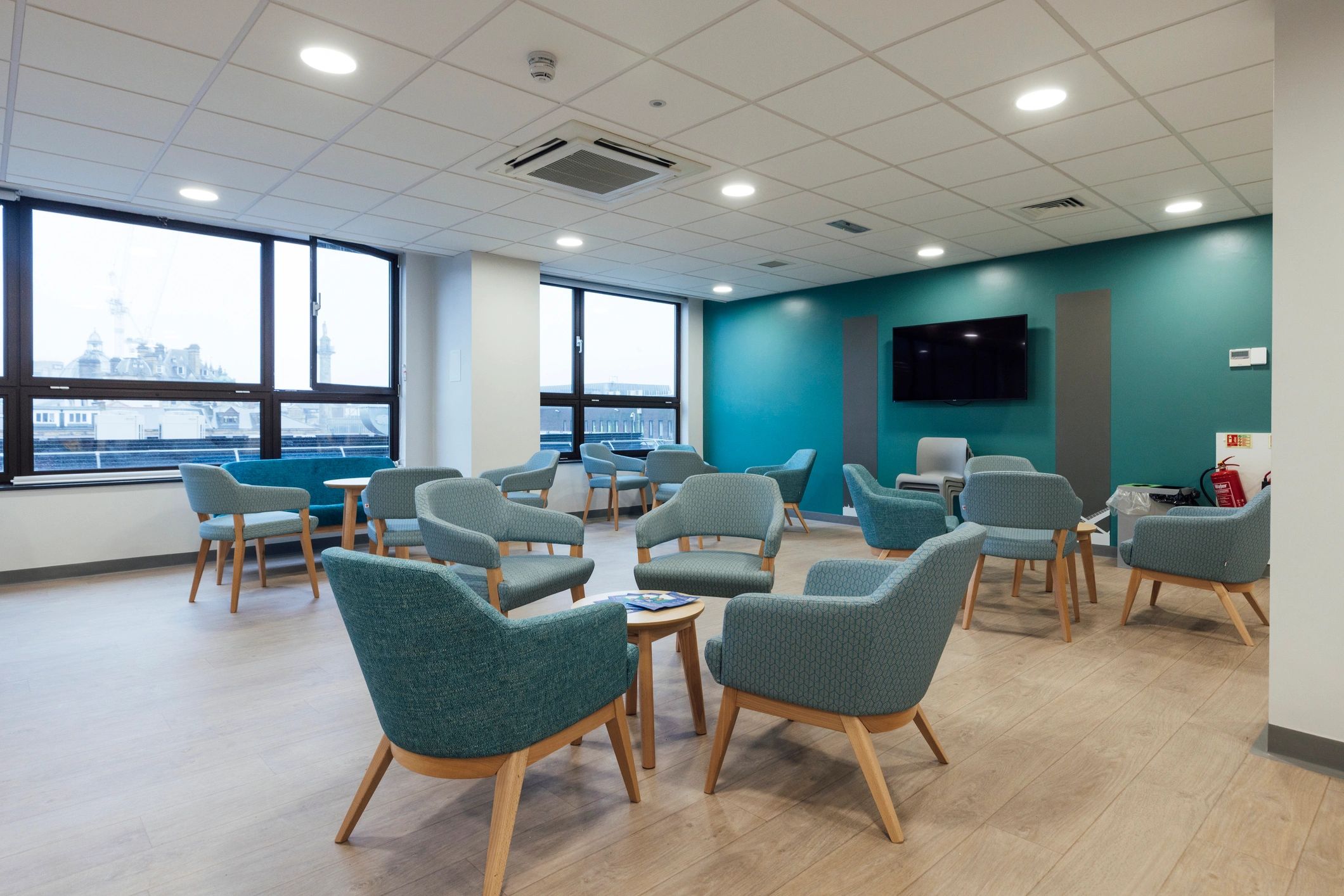 Clean clinic waiting area